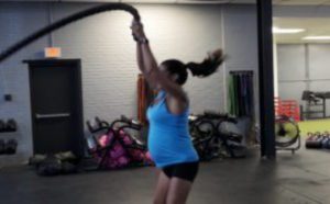 Deb using the Battle Ropes
