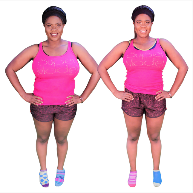 woman standing before and after